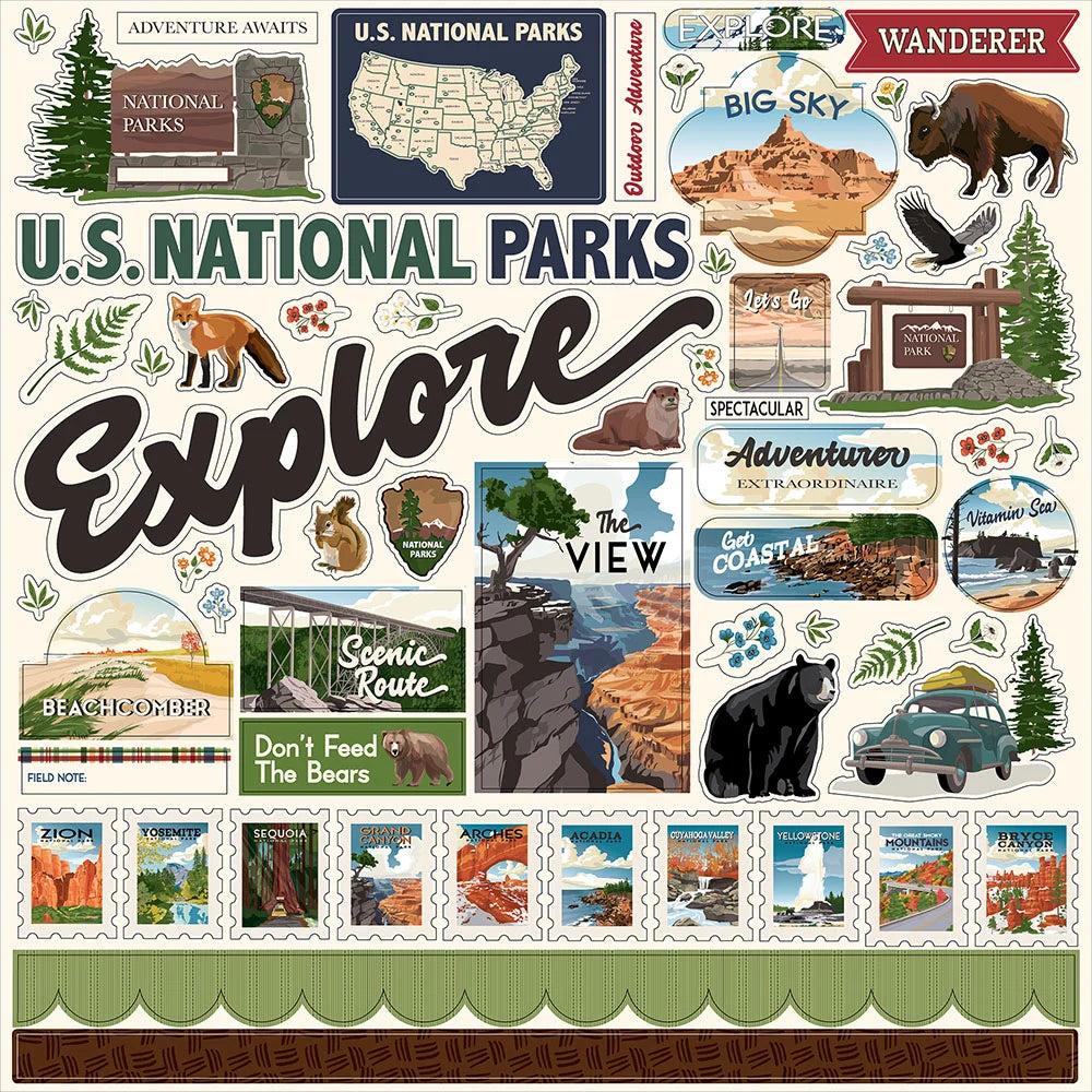 National Parks 12x12 Element Stickers - Carta Bella