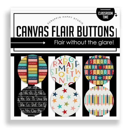 Mini Canvas Flair Buttons 1" - Classroom Time
