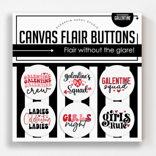 Mini Canvas Flair Buttons 1" - Galentines