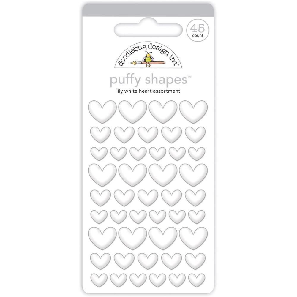 Doodlebug Puffy Shapes - lily white hearts