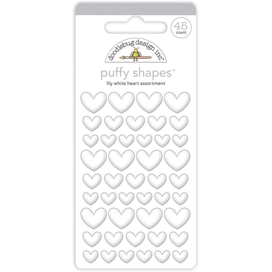 Doodlebug Puffy Shapes - lily white hearts