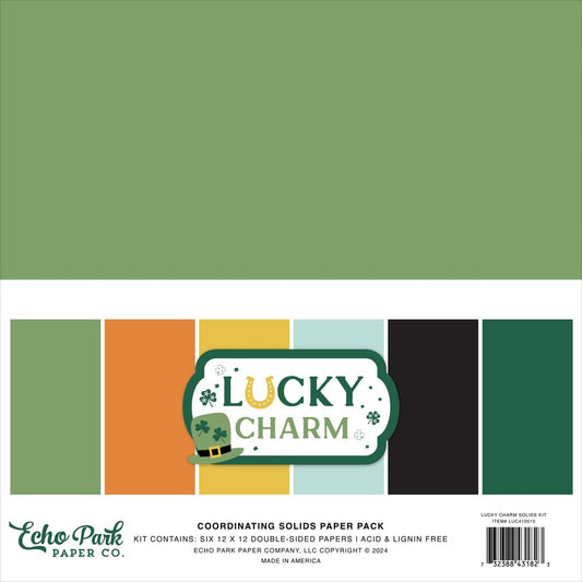 Lucky Charm Coordinating Solid 12x12 Paper Pack - Echo Park