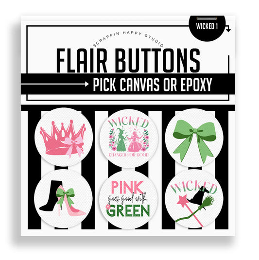 Mini Canvas Flair Buttons 1" - Wicked Set 1